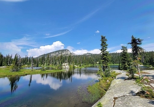  Mountain lake on clear sunny day