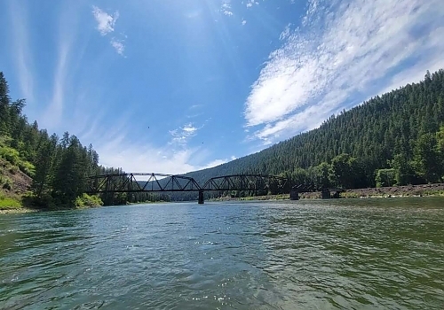 View of iron bridge over Wyoming river 